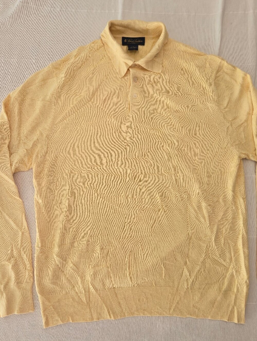 Brooks Brothers Yellow Silk Cotton Long Sleeve Polo Sweater Medium